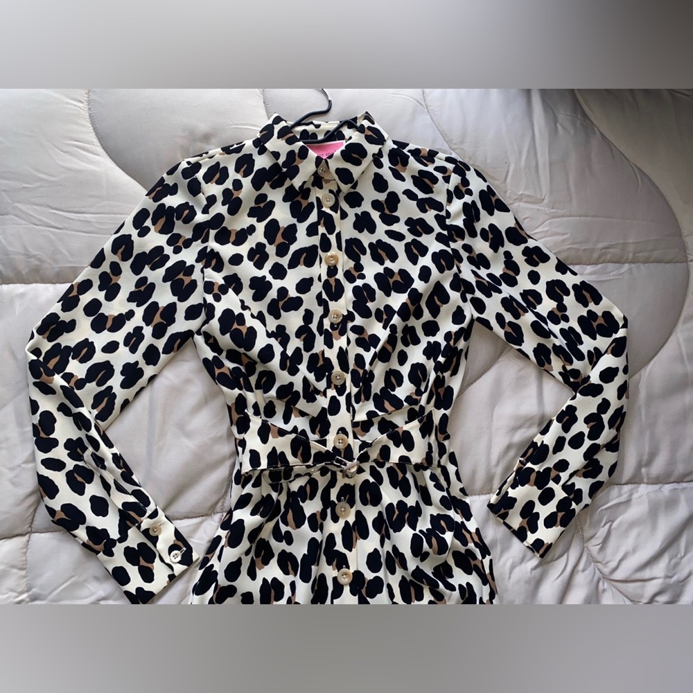 Kate Spade Leopard Print Long Sleeve Dress